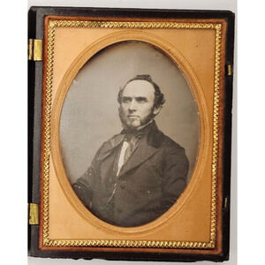 1/4th Plate Daguerreotype Of A Man In A Thermoplastic Case